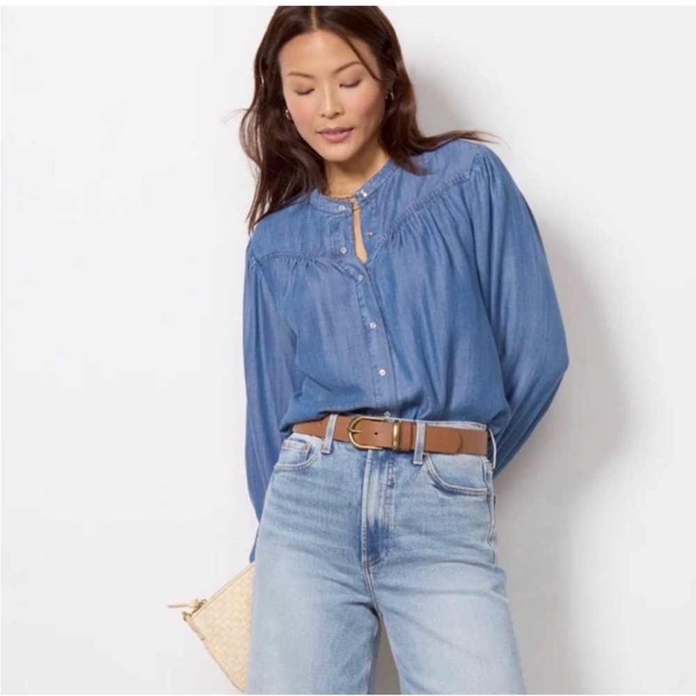 Evereve Chambray Button-Up Button Down Shirt - image 2